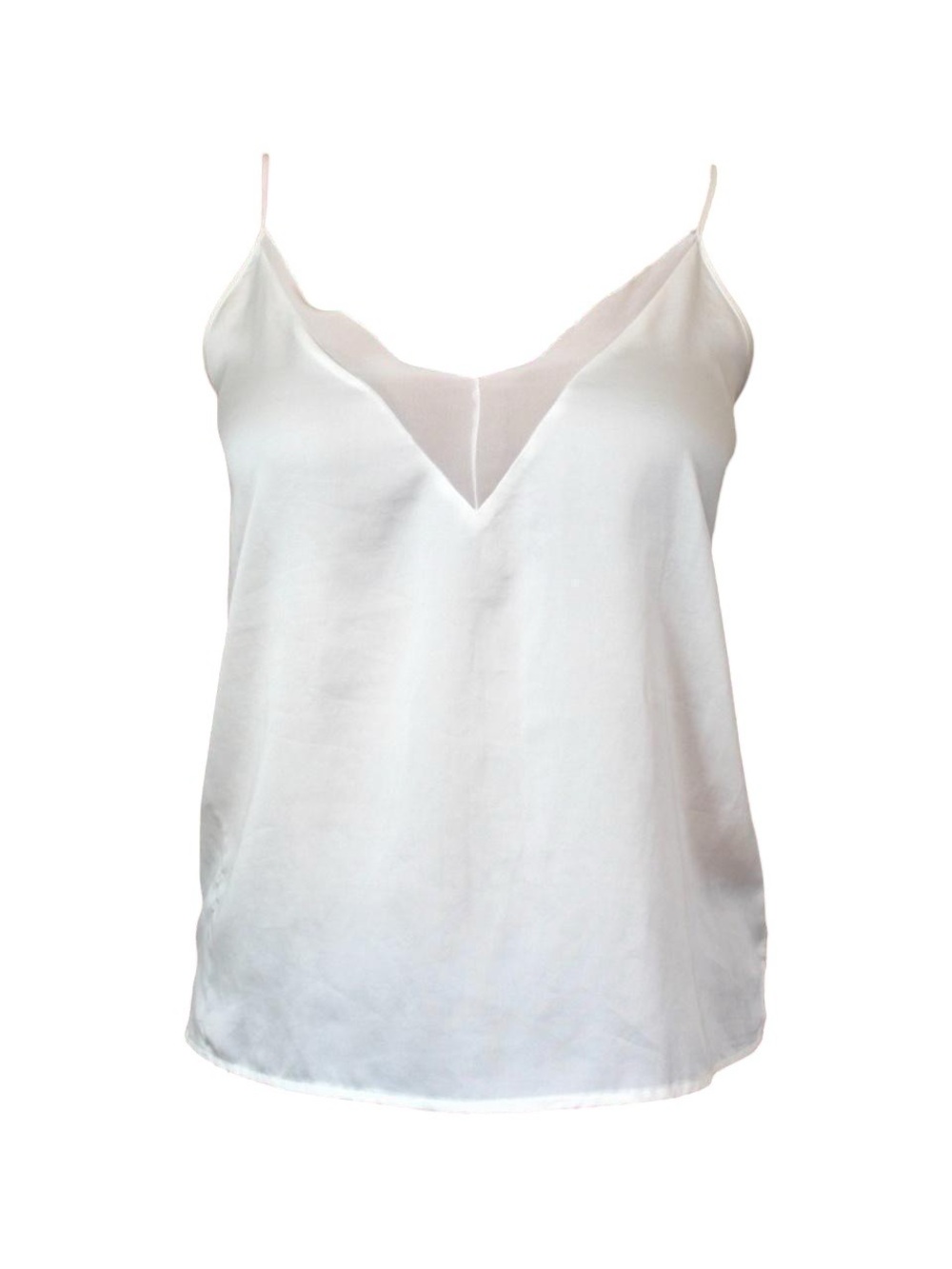 Ivory silky satin cami tank top